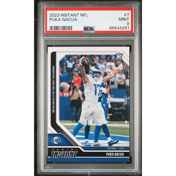Makea "Puka" Nacua 2023 Panini NFL Rookie Football #7 Card 1 of 960 Rams PSA 9 - Picture 1 of 2